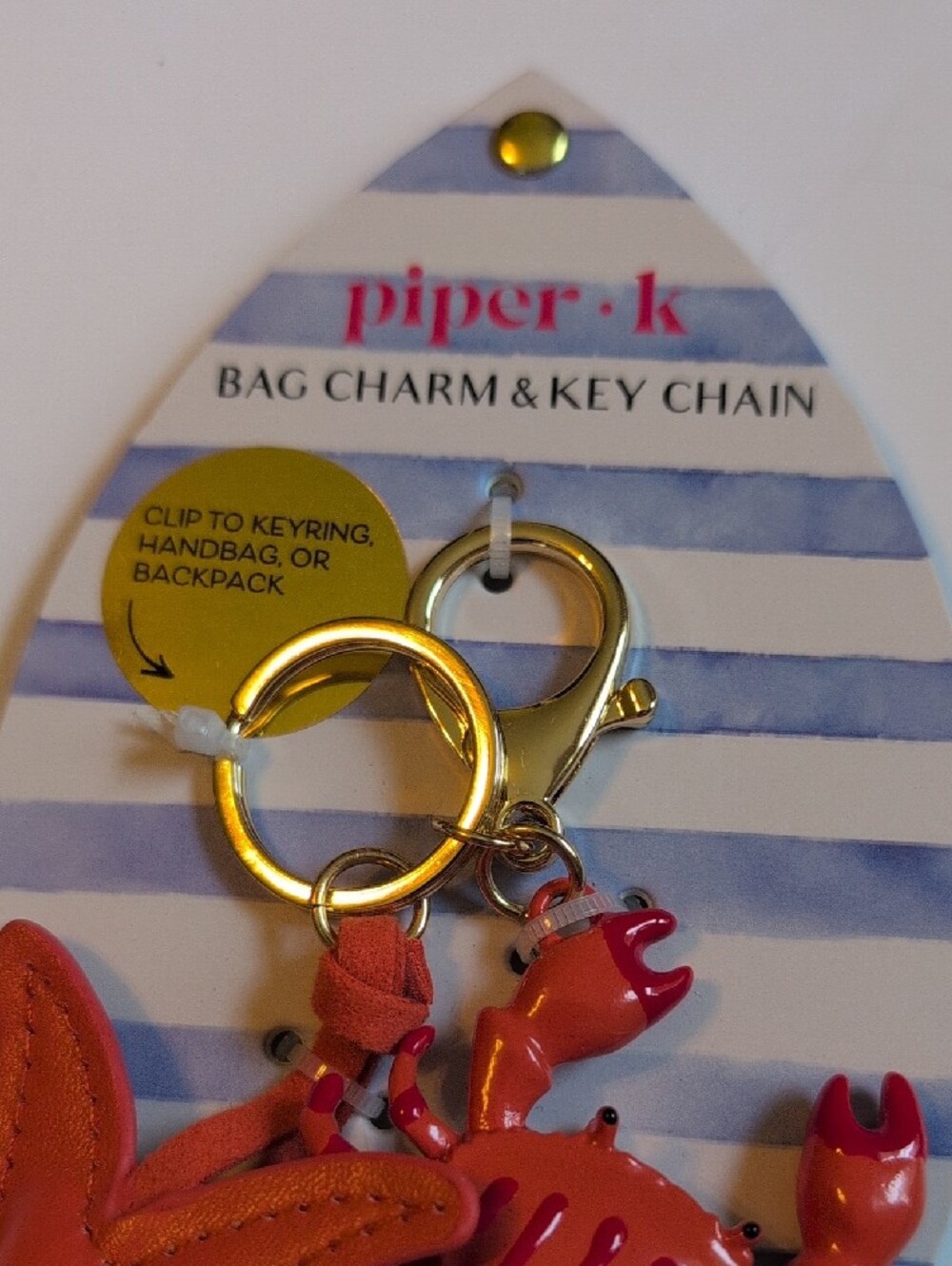 piper·k Sea Life Bag Charm Keychain - Red & Light Blue - Picture 2 of 6